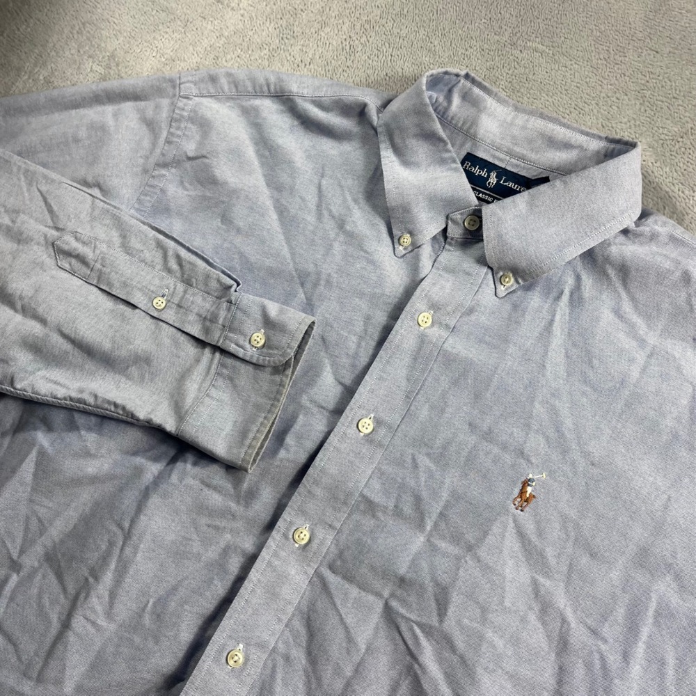 Polo Ralph Lauren Mens XXL Classic Fit Oxford Button Down Shirt Blue Long Sleeve